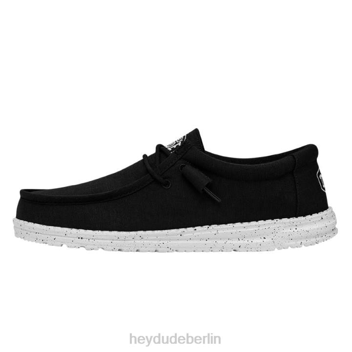 Wally-Slub-Canvas Hey Dude Männer 8JFX416 Schuhe Schwarz