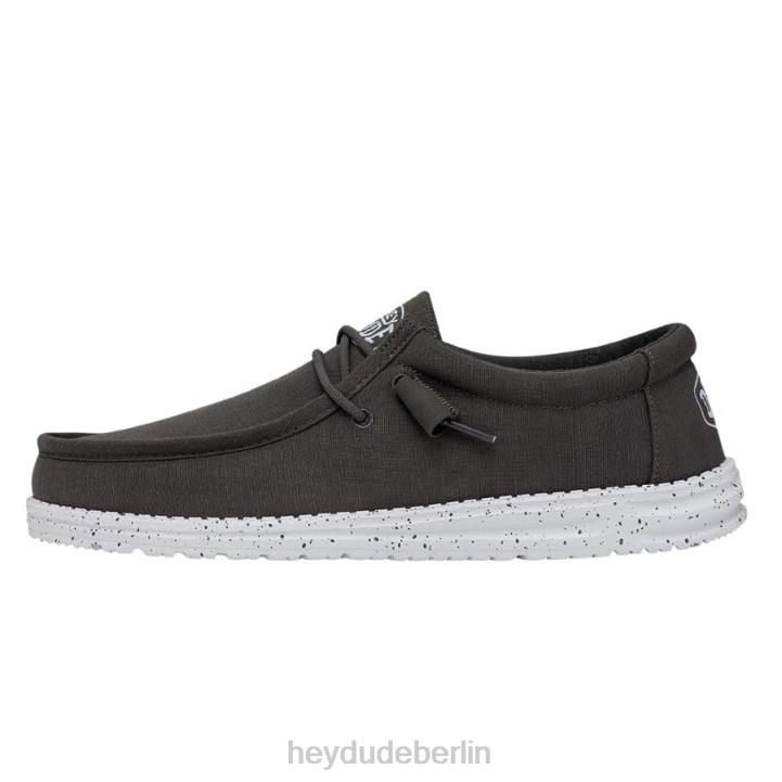 Wally-Slub-Canvas Hey Dude Männer 8JFX417 Schuhe dunkelgrau