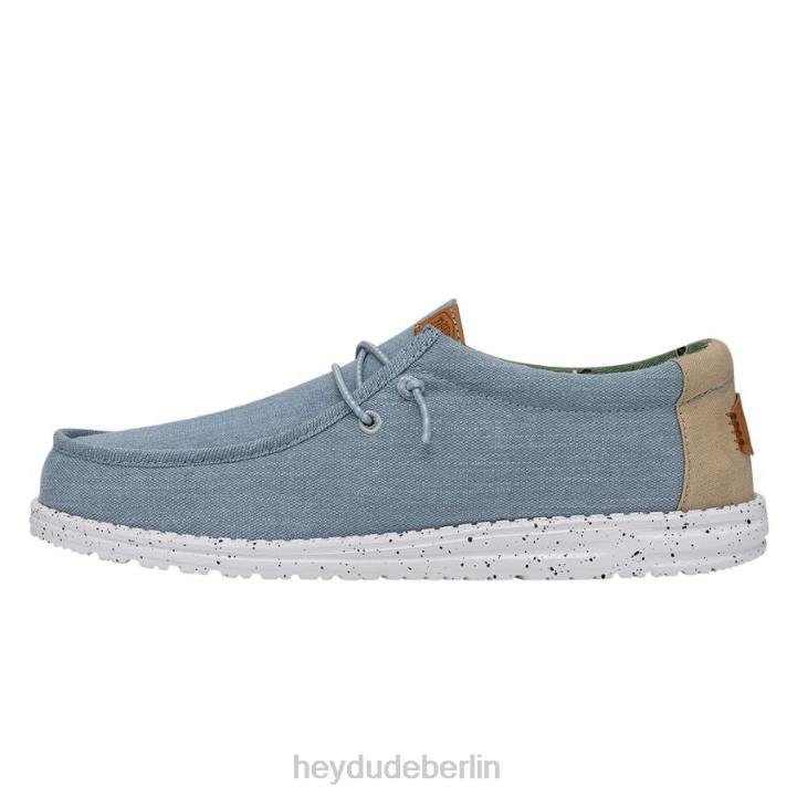 Wally gewaschenes Canvas Hey Dude Männer 8JFX303 Schuhe Blau