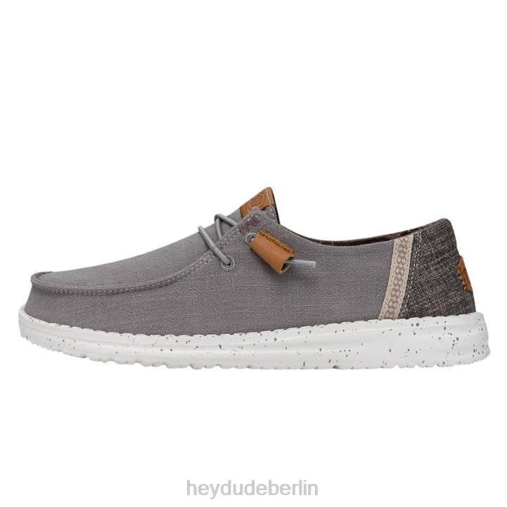 Wendy gewaschene Leinwand Hey Dude Männer 8JFX4 Schuhe grau